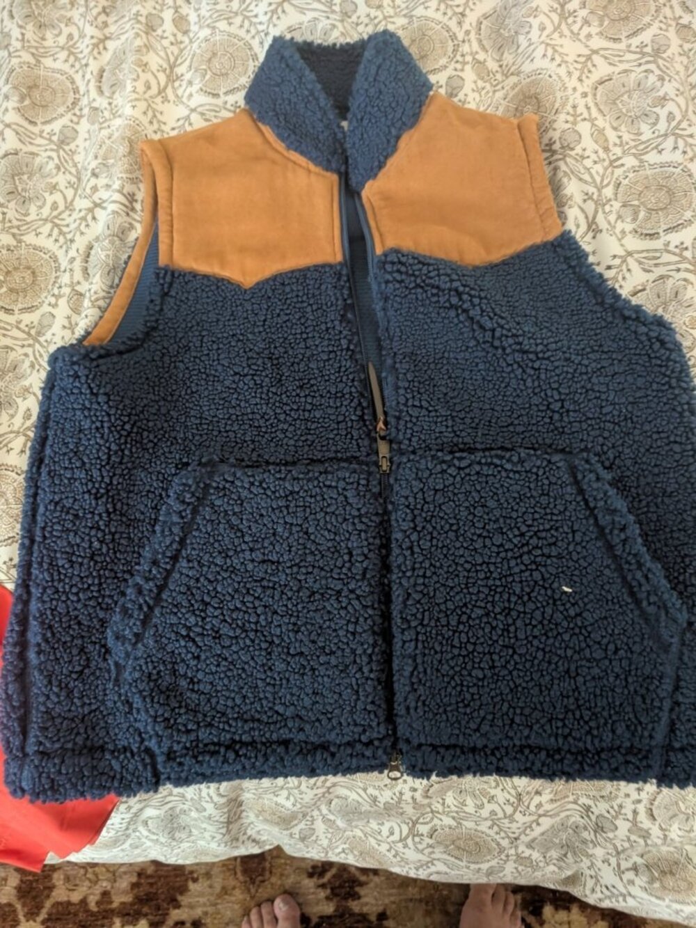 LNOWT Aimé Leon Dore Cobalt Blue Grizzly Sherpa Western Vest Warm New York Sz M